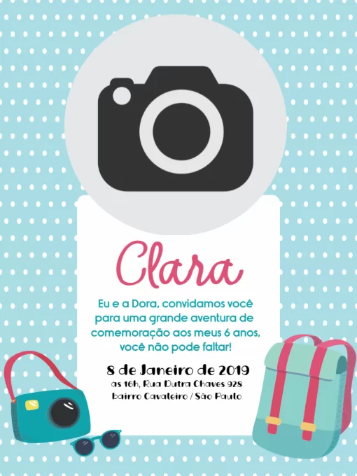 Convite Viagem Bolhinhas para aniversário infantil