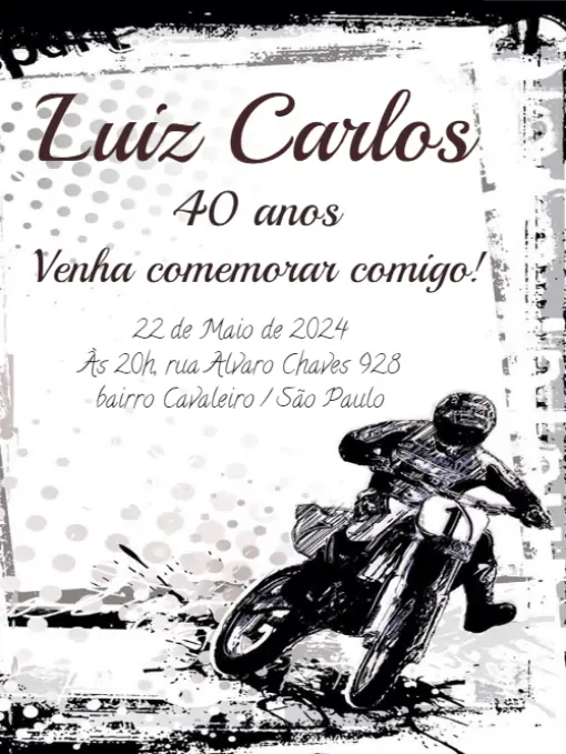 Convite Moto Whatsapp para aniversário infantil