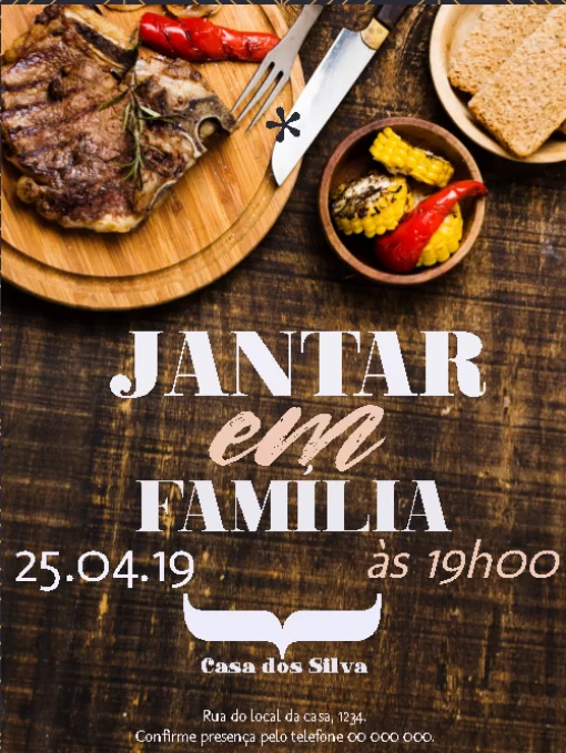 Convite Jantar Em Família Personalizado para aniversário infantil