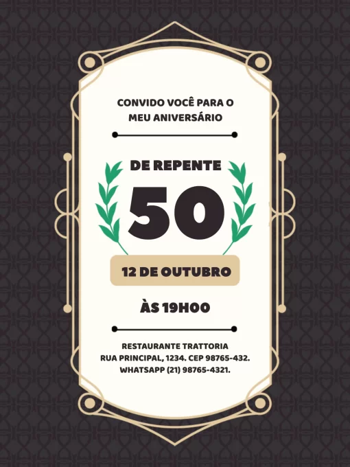 Convite Repente 50 Masculino para aniversário infantil