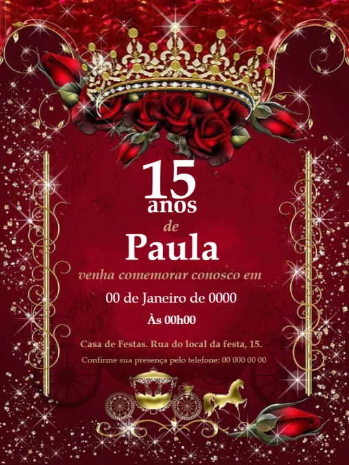 Convite 15 Anos Com Lista De Presentes Festa para 15 anos