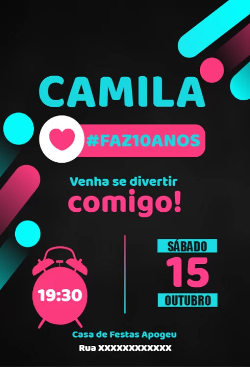 Convite 15 Anos Digital Neon para 15 anos