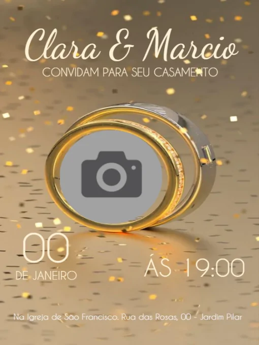 Convite Casamento Aliança Para Editar Digital para casamento