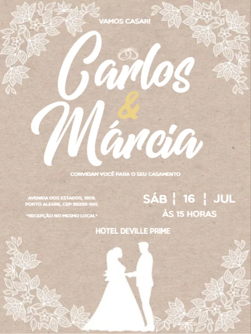 Convite Casamento Rústico Para Editar Elegante para casamento