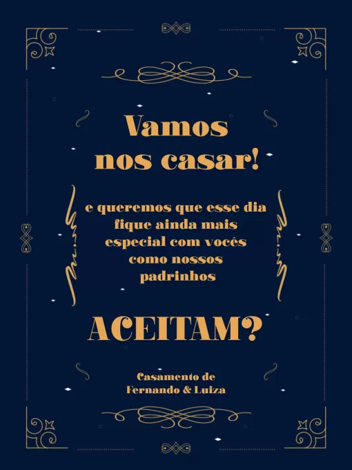 Convite Casamento Para Padrinhos Azul Casal para casamento