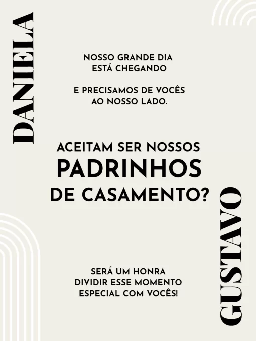 Convite Casamento Para Padrinhos Minimalista Simples para casamento