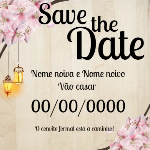 Convite Save The Date Florido Digital para casamento