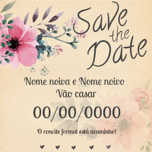 Convite Save The Date Coração para casamento
