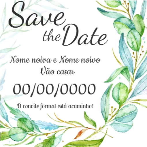 Convite Save The Date Folhas Festa para casamento