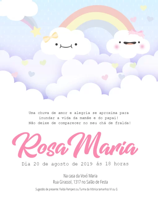 Convite Chuva De Amor Whatsapp para chá de fraldas