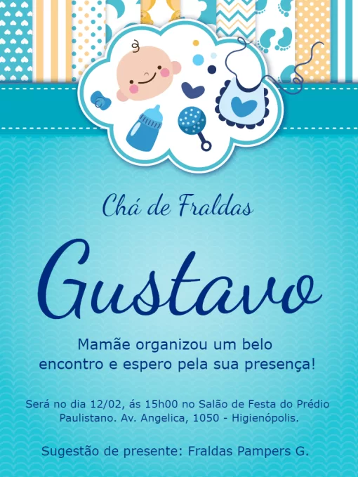Convite Chá De Fraldas Bico para chá de fraldas
