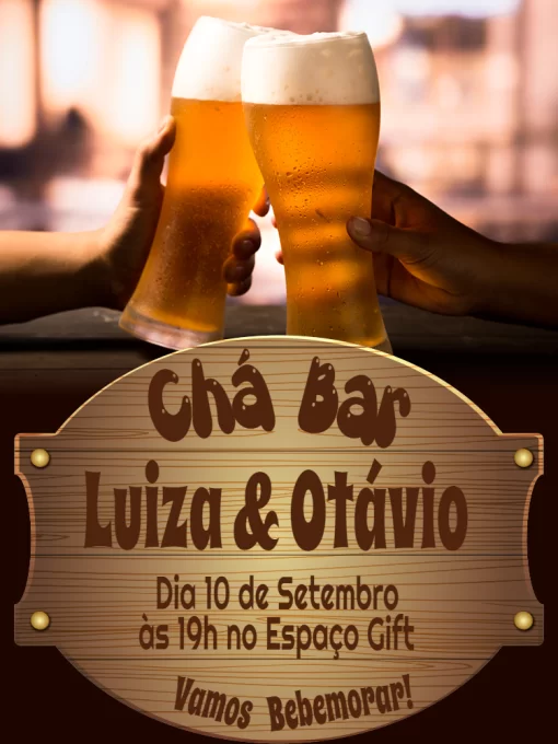 Convite Chá Bar - Modelo 5 Personalizado para chá de fraldas