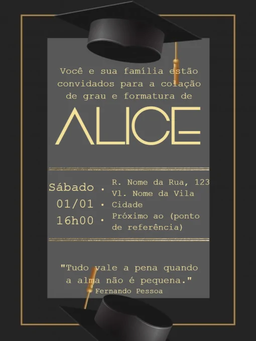 Convite Formatura Com Confirmação De Presença Moldura para formatura
