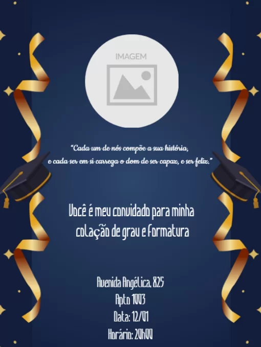 Convite Formatura Colação De Grau Com Foto Preto para formatura