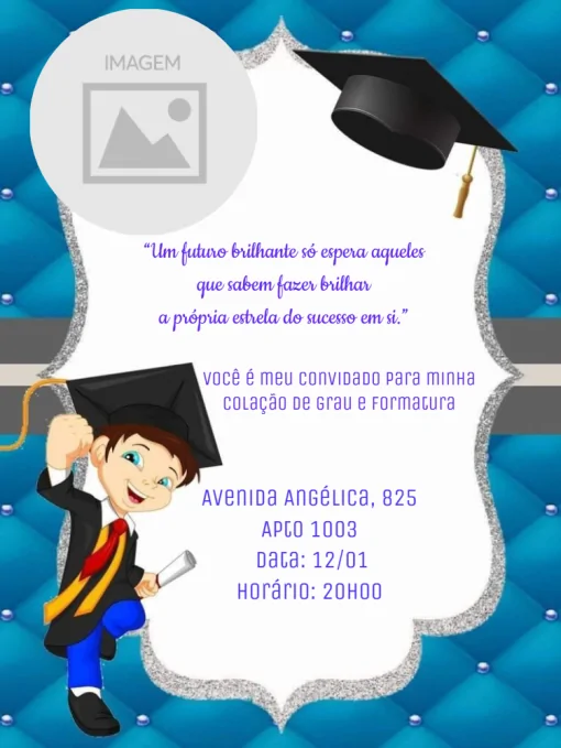 Convite Formatura Infantil Para Editar Online para formatura