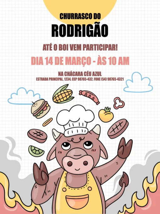 Convite Engraçado Para Churrasco Boi Comemoração para mais pesquisados