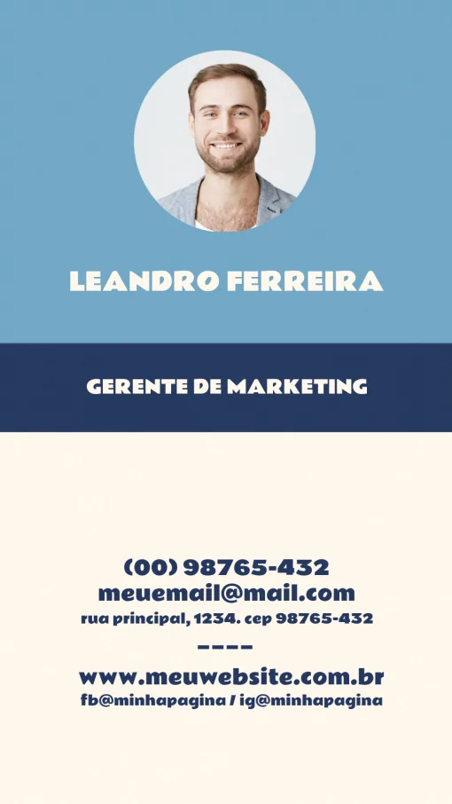 Convite Cartão De Visita Digital - Gerente Marketing Masculino para cartão