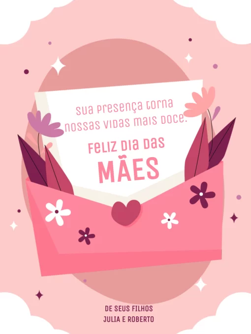 Convite Cartão De Dia Das Mães Rosa Comemoração para cartão