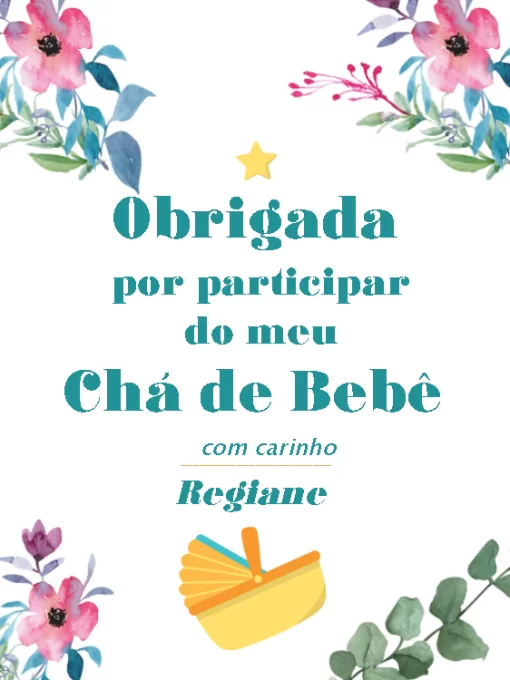 Convite Cartão De Agradecimento Chá Bebê Lúdico para cartão