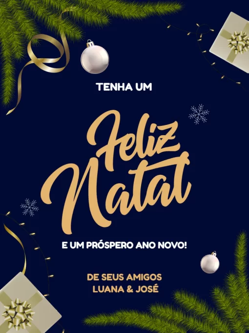 Convite Cartão De Natal Elegante Fim Ano para cartão