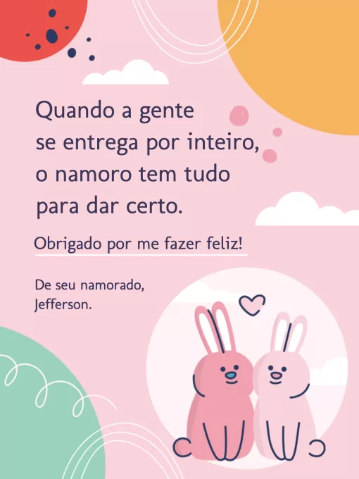 Convite Cartão De Comemoração Namoro Rosa Colorido para cartão