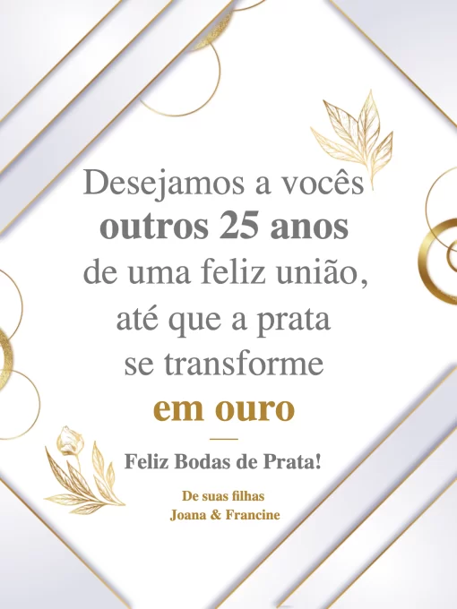 Convite Cartão De Comemoração Bodas Prata Elegante para cartão