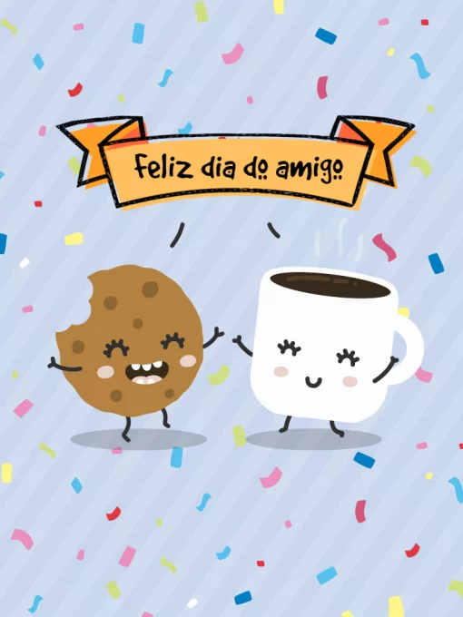 Convite Cartão Dia Do Amigo Biscoito editável e personalizável