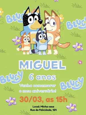 Convite Bluey E Bingo Desenho para mais pesquisados