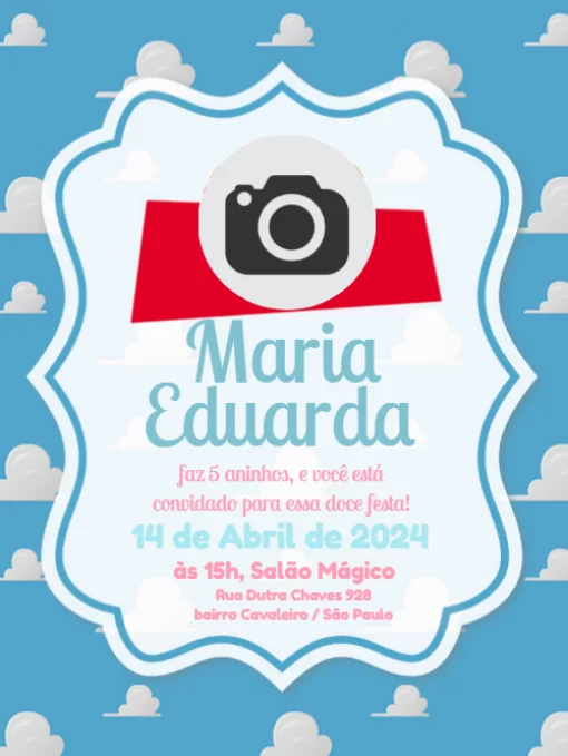 Convite Nuvens Chá para chá rifa