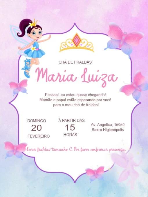 Convite Chá De Fraldas Digital para chá rifa