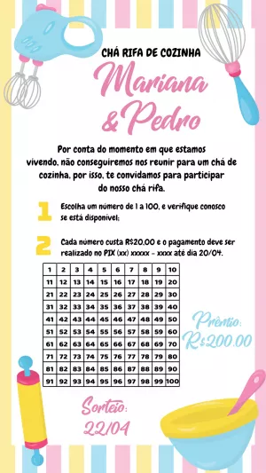 Convite Chá Rifa De Cozinha Panela para chá rifa