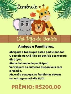 Convite Lembrete De Chá Rifa Safari Floresta para chá rifa