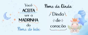 Convite Arte Caneca Dinda De Menino Madrinha para mais pesquisados