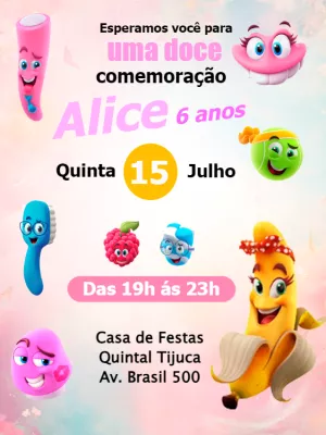 Convite Fini Candy Color Bala para aniversário infantil