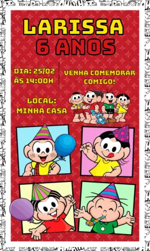 Convite Turma Da Mônica para aniversário infantil