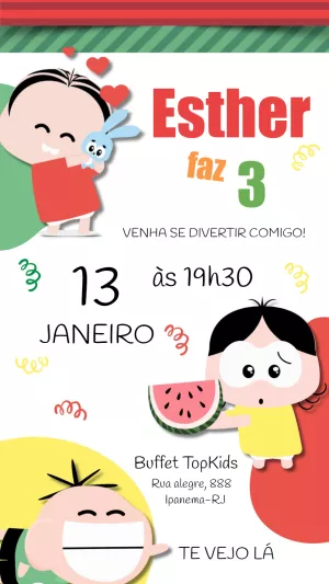 Convite Turma Da Monica Toy Mônica para aniversário infantil