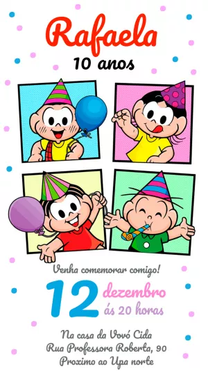 Convite Turma Da Mônica Monica para aniversário infantil