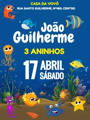 Convite Fundo Do Mar Menino para aniversário infantil