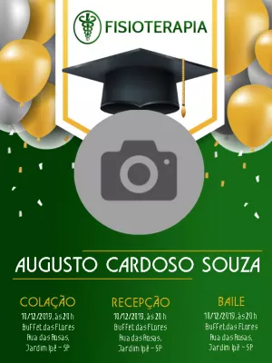 Convite Formatura Fisioterapia Com Foto Verde para formatura