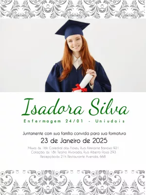 Convite Formatura Enfermagem Com Foto Capelo para formatura