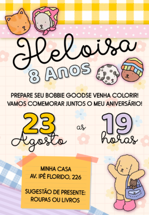 Convite Bobbie Goods Colorir para aniversário infantil