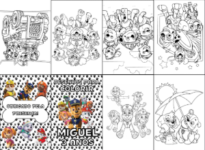 Convite Mini Livro De Colorir Patrulha Canina Imprimir para aniversário infantil
