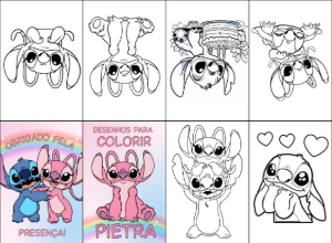 Convite Mini Livro De Colorir Stitch Angel Imprimir para aniversário infantil